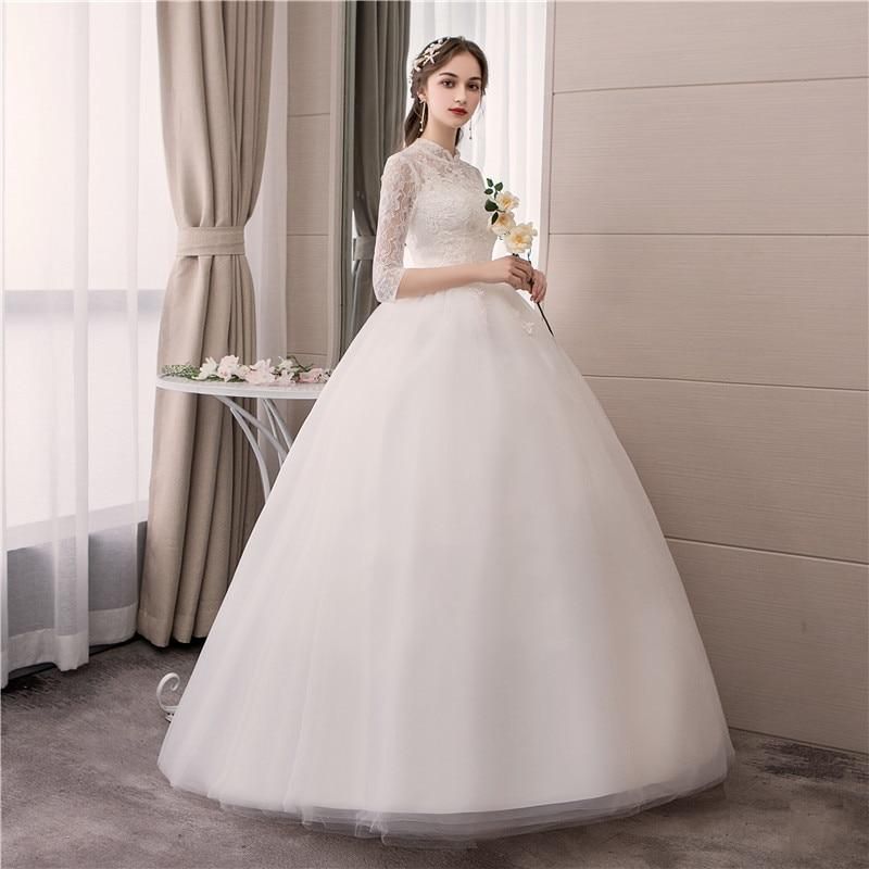 Sexy Lace High Neck New Wedding Dress Fashion Slim Embroidery Backless