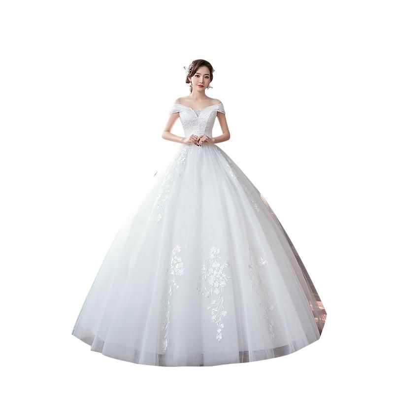Sexy New Wedding Dress Elegant Boat Neck Gown