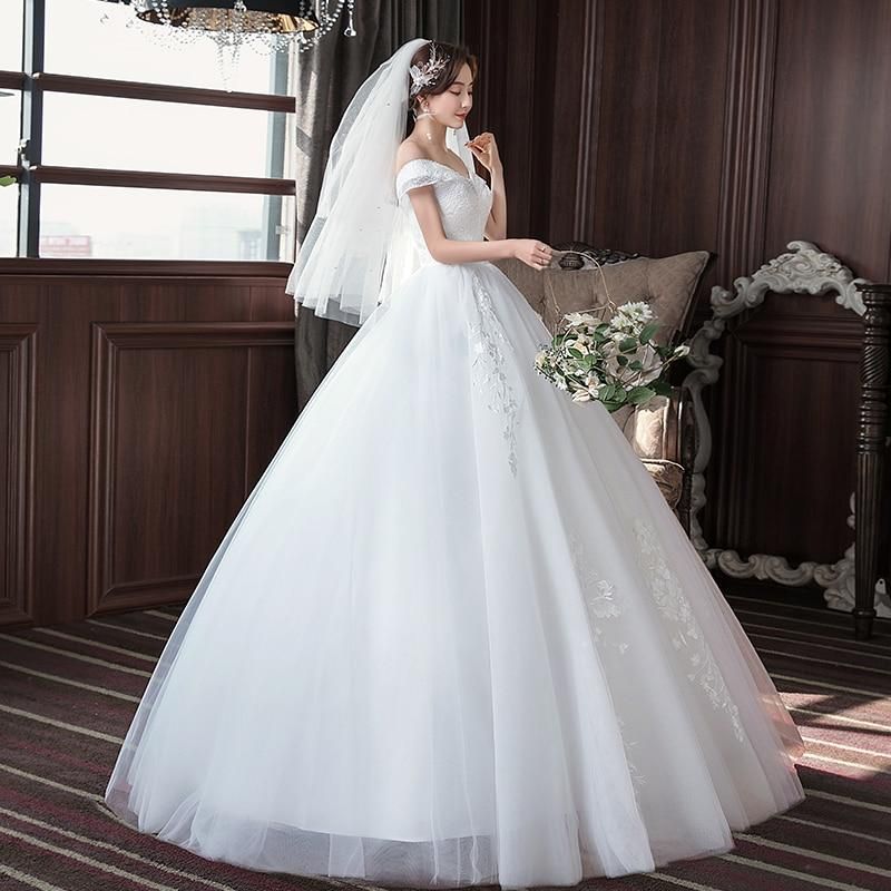 Sexy New Wedding Dress Elegant Boat Neck Gown