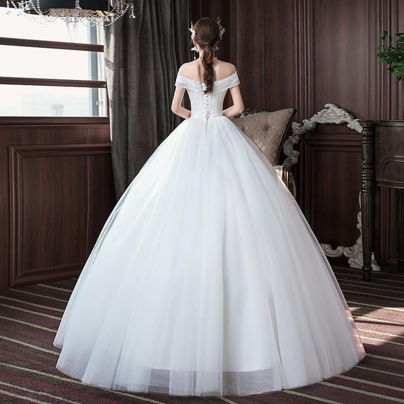Sexy New Wedding Dress Elegant Boat Neck Gown