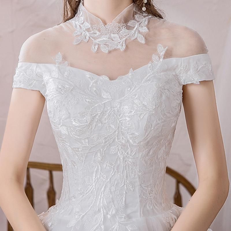 Vintage High Neck Luxury Wedding Dress with Short Sleeve