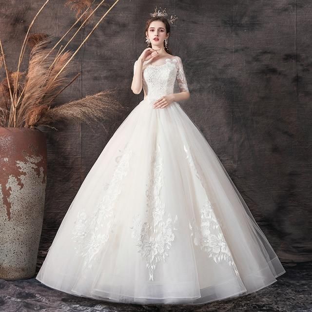 Sexy Wedding Dress Half Sleeve Wedding Gown