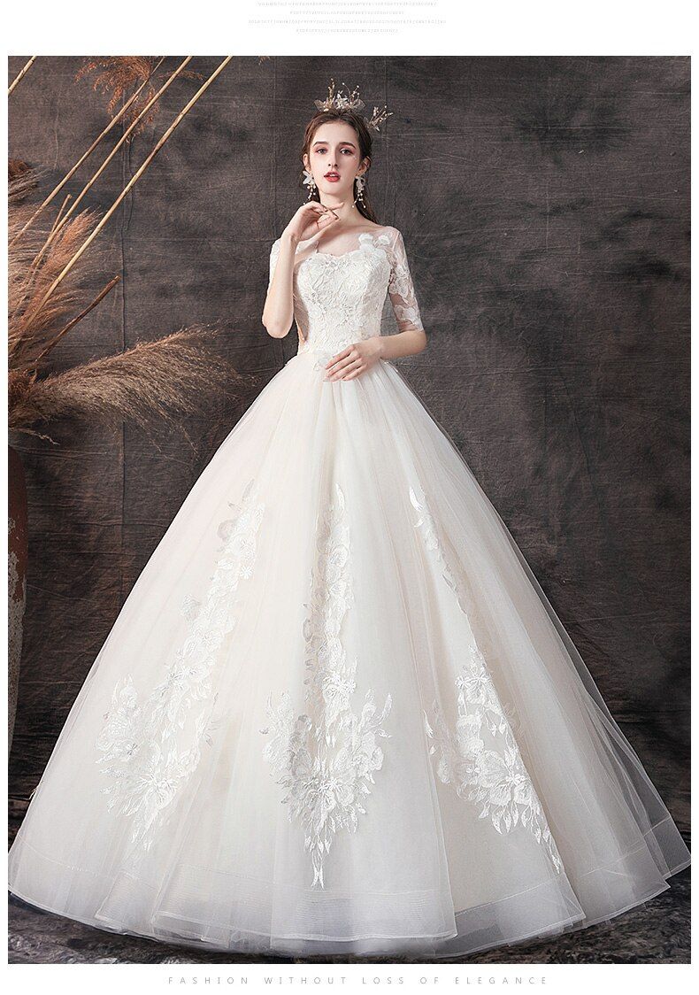 Sexy Wedding Dress Half Sleeve Wedding Gown