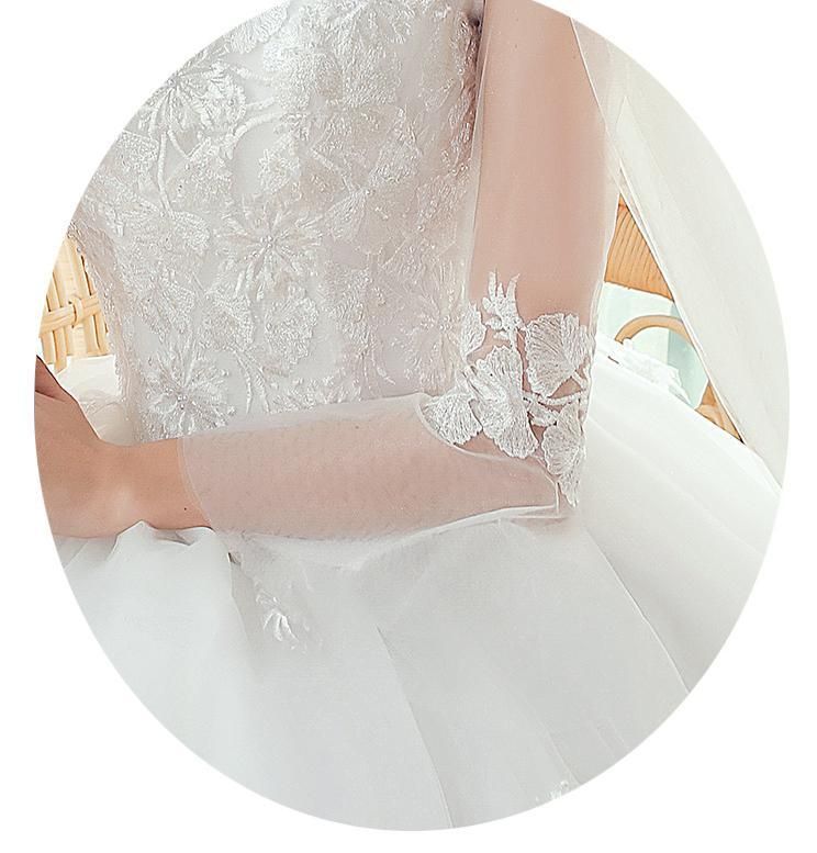 Sexy Wedding Dress O Neck Long Sleeve Gown