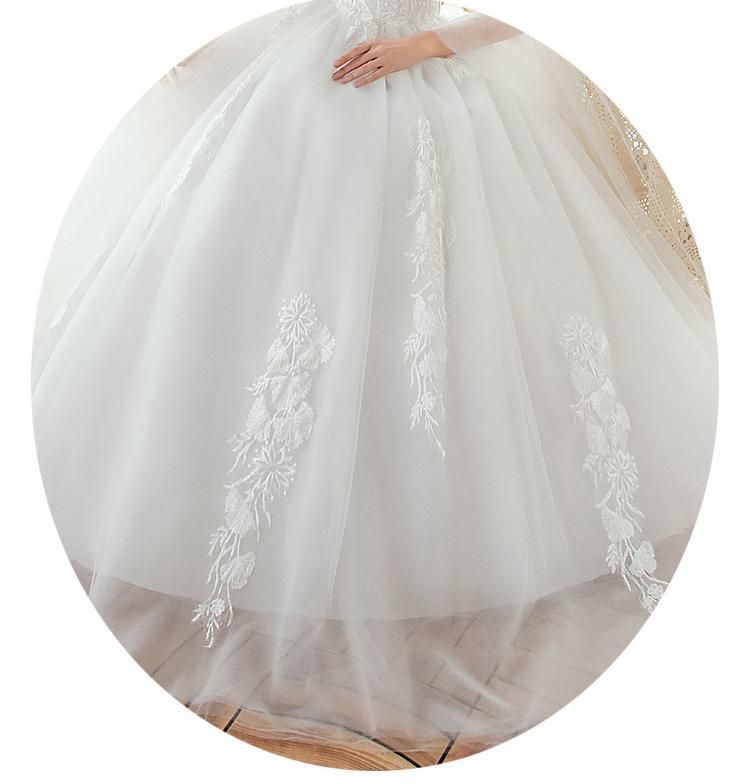 Sexy Wedding Dress O Neck Long Sleeve Gown