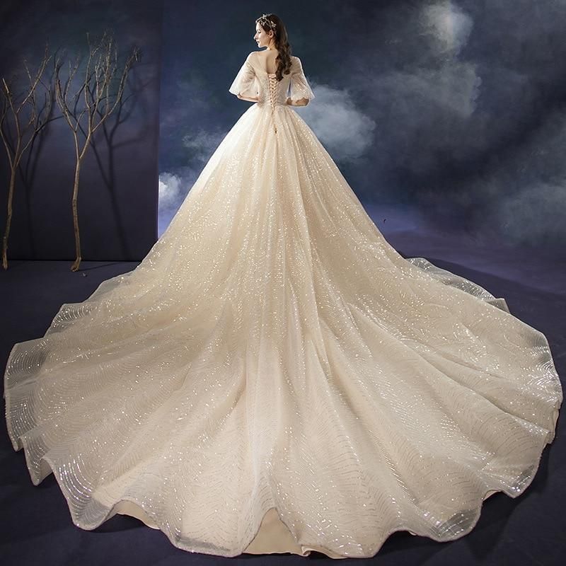 New Shiny Wedding Dress Luxury Beading Lace