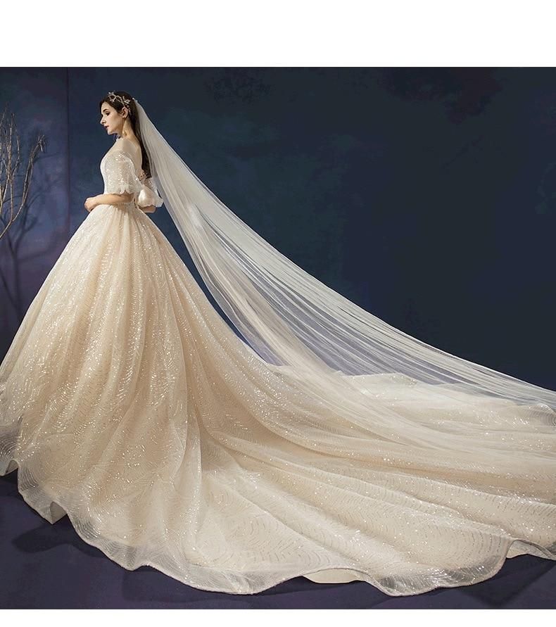 New Shiny Wedding Dress Luxury Beading Lace