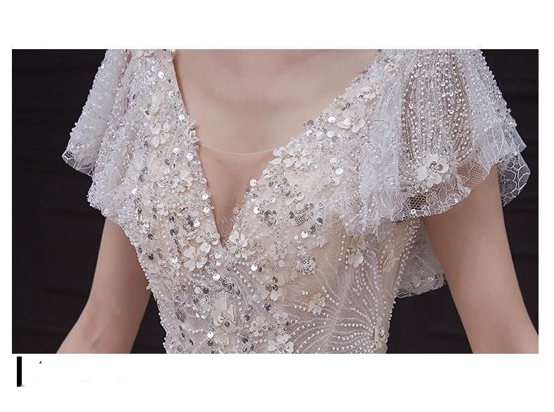 Luxury White Wedding Dress with Crystal Beads