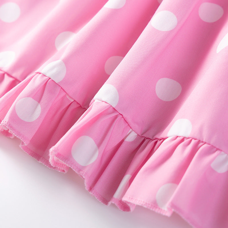 Summer Arrival Elephant Cartoon Pattern Fly Sleeves Color Patchwork Dress for Stylish Girls