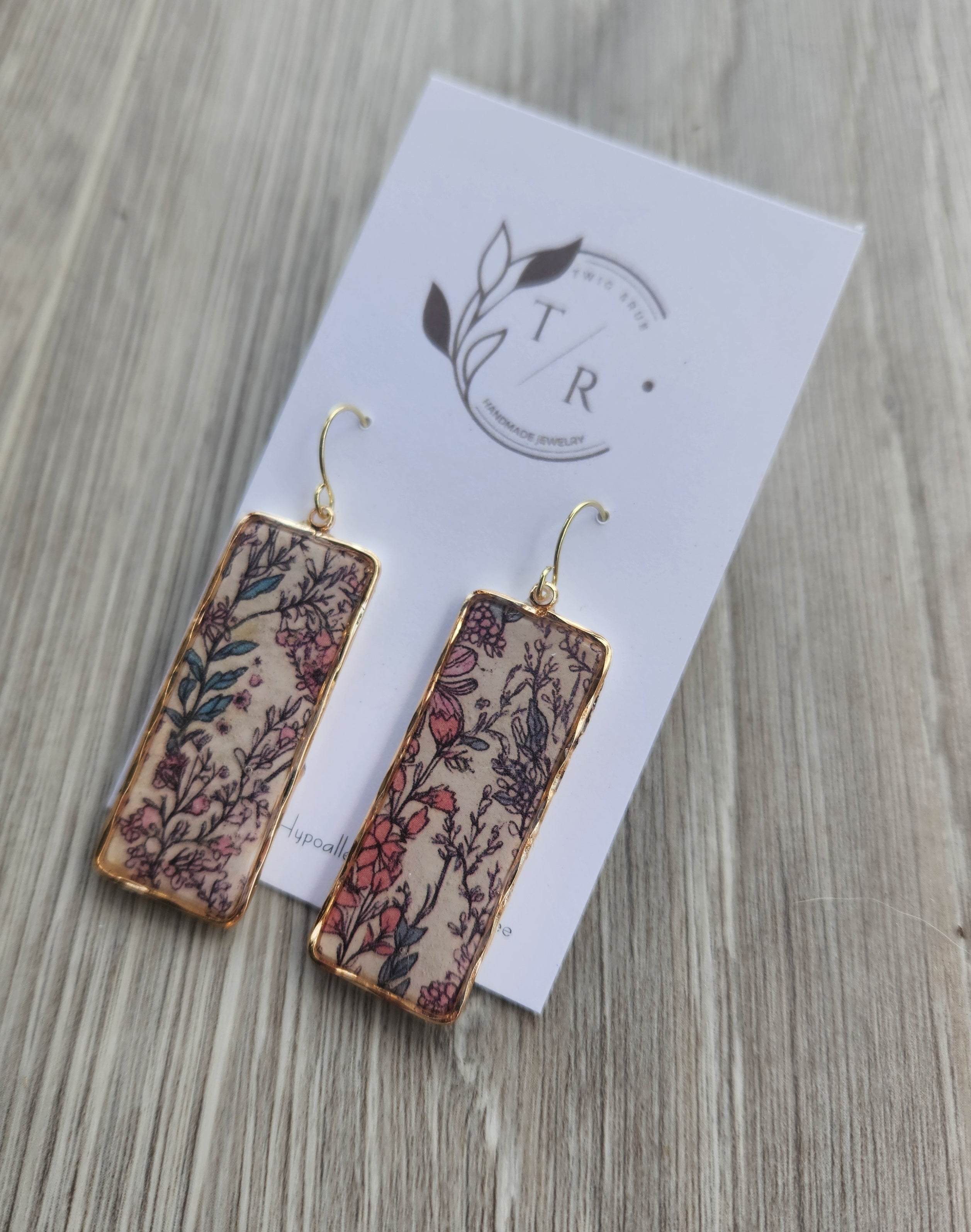 Boho Floral and gold dangles