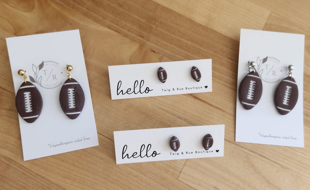 Football stud earrings