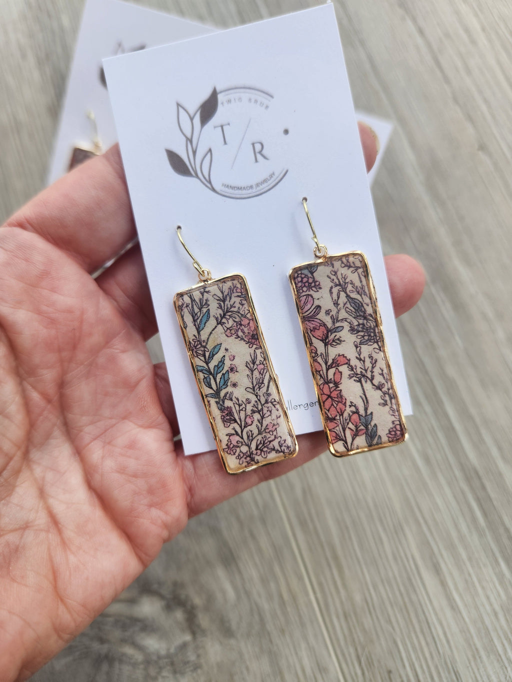 Boho Floral and gold dangles