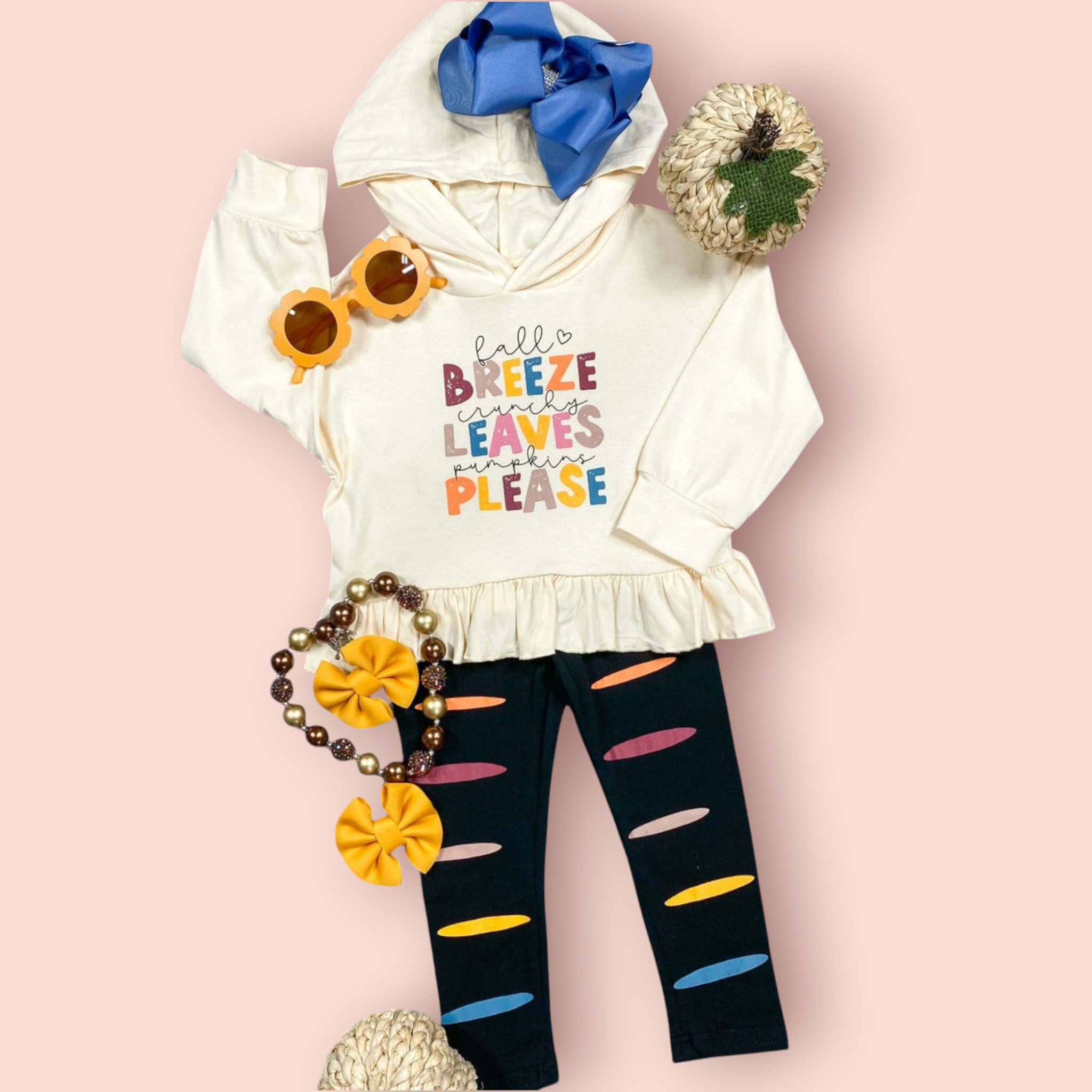 Fall Breeze Sweatshirt with Coloful Pants Set