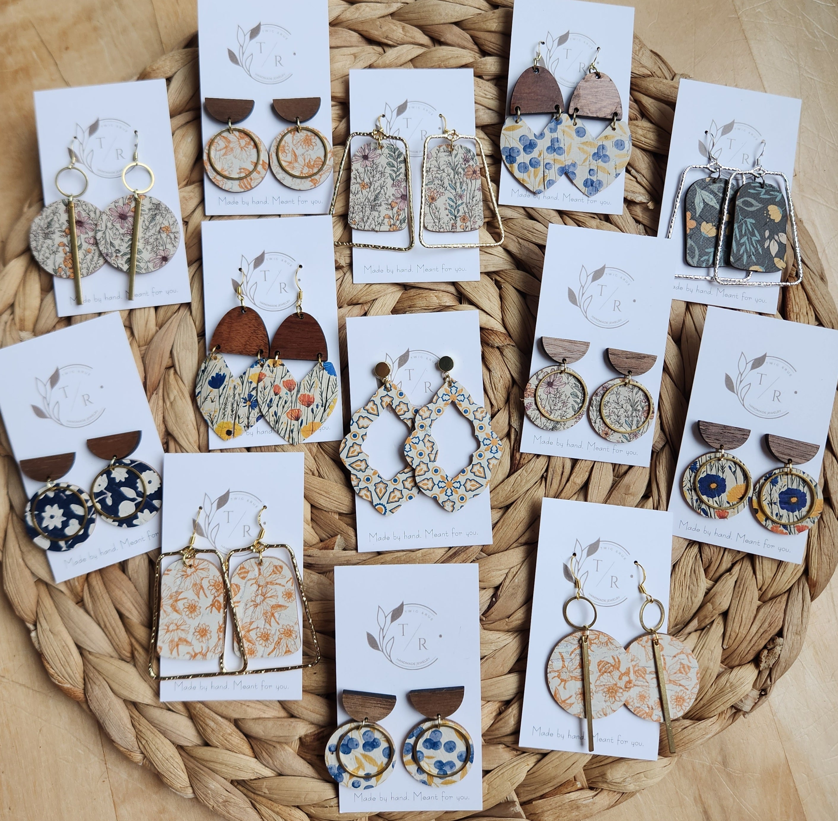 Ayla| Leather circle and wood stud