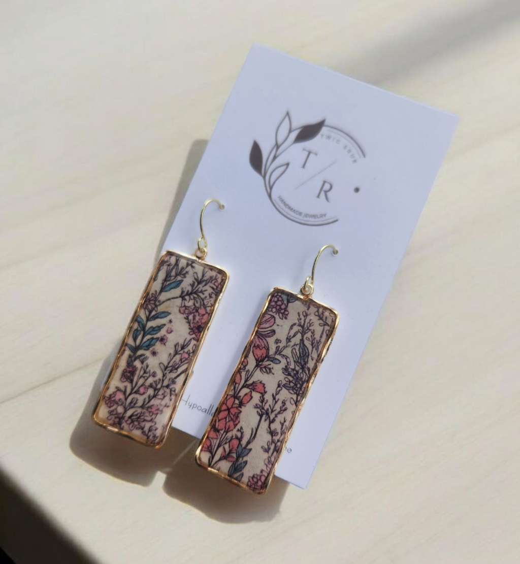 Boho Floral and gold dangles