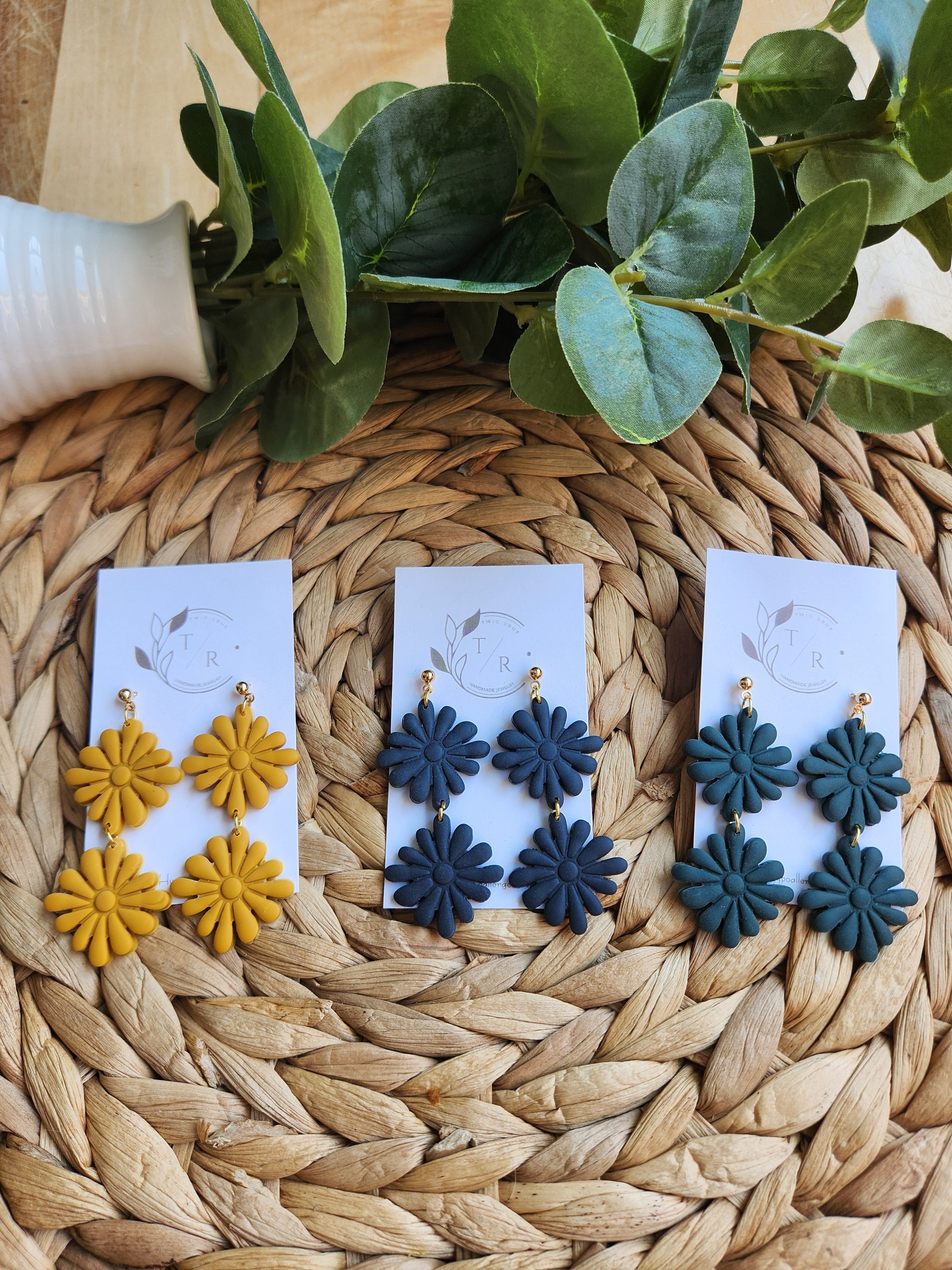 Thomas| Double Floral clay earring