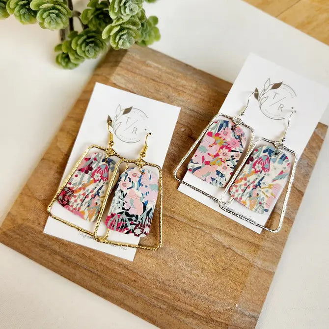 Chloe| Floral leather statement earring