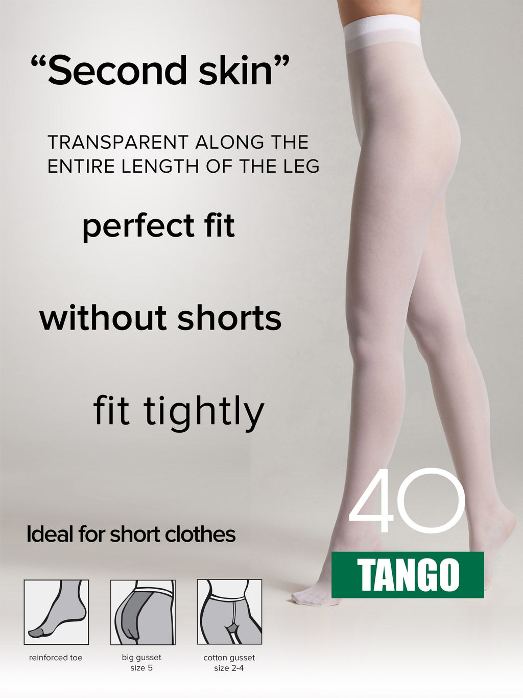 Tights Conte Tango 40 Den - Sheer to Waist Satin Shine