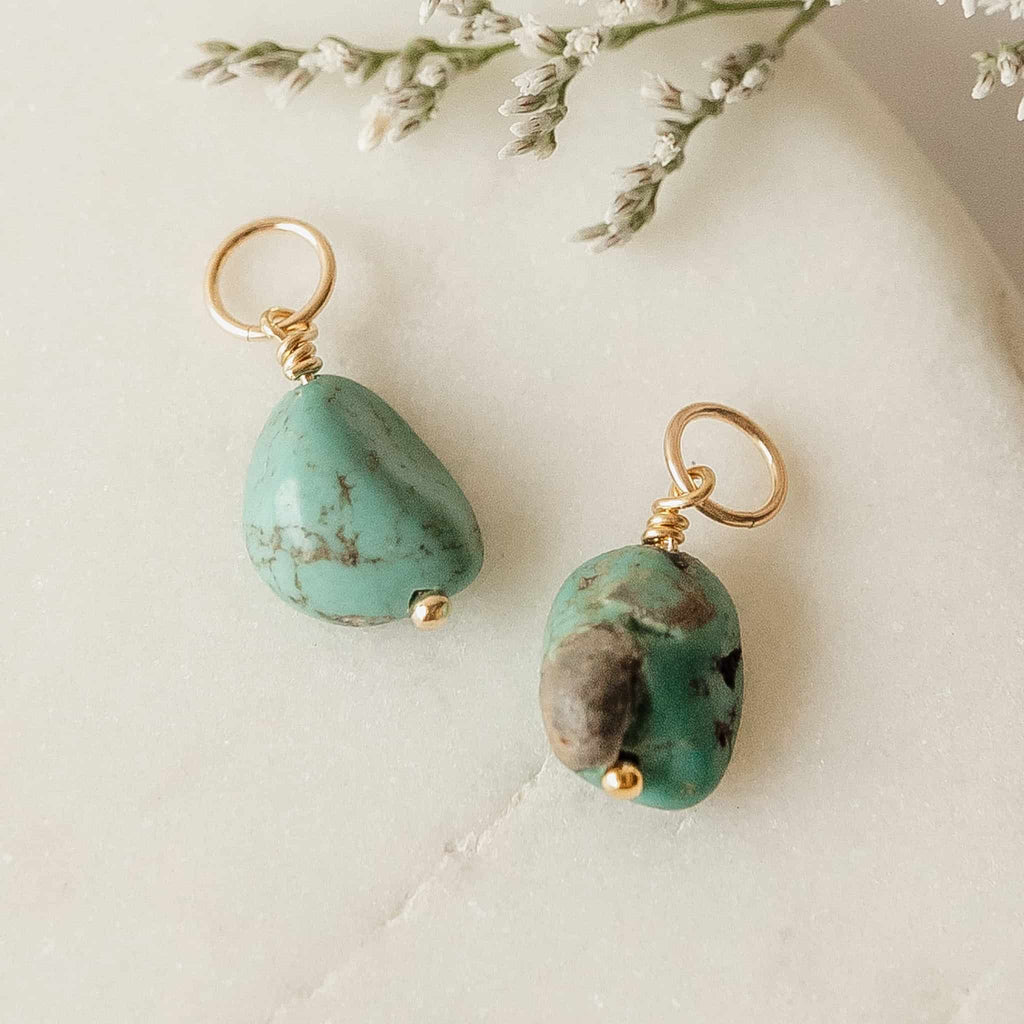 Blue Turquoise Hoop Charms